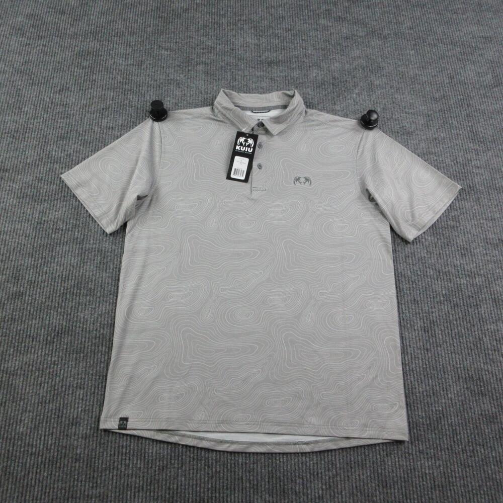 KUIU Polo Shirt Mens L Gray Dark Lunar Performance Hunting Moisture Wicking NWT